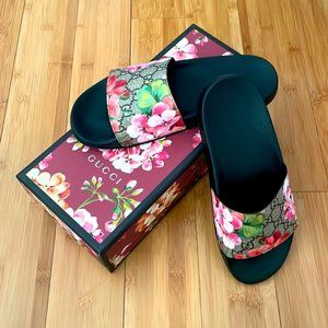 Authentic Gucci Bloom Floral Slides Women size 8